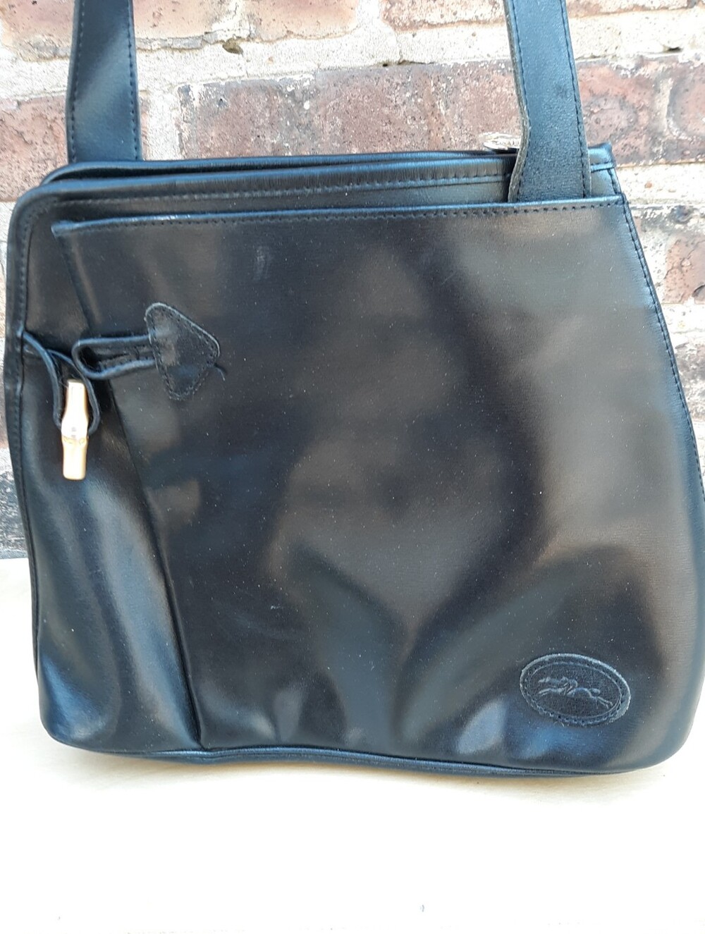 VTG Longchamp Roseau Trapezoid 90s Minimalist Bucket Shoulder Bag Made-n-France
